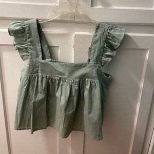 Green cropped blouse. Size M